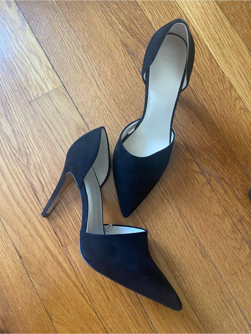 Zara Classic Black Pointed-Toe D'Orsay High Heels - Women's